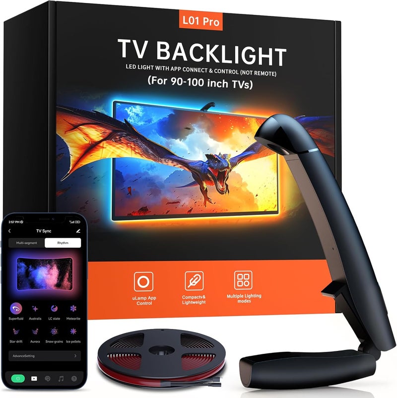 FFJ TV Lights That Change with TV, 21.3ft Cuttable TV LED Backlight for 90-100 Inch Screen and PC Monitor, TV Backlight with Sensor, Smart App Control, Game & Music Sync Color Changing Light - Image 1